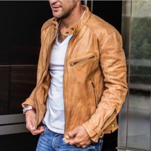 Cazadora biker de cuero vintage