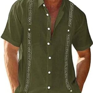 Camisa cubana de manga corta estampada