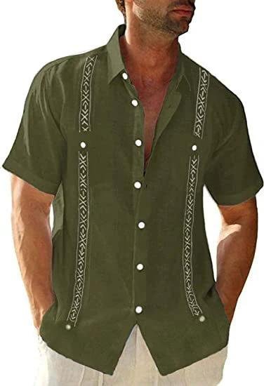 Camisa cubana de manga corta estampada