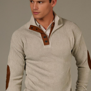 Jersey de cuello alto con detalle en ante
