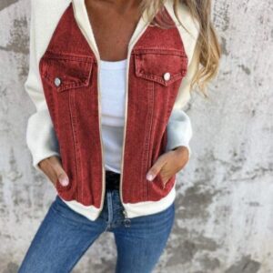 Chaqueta de punto y denim para mujer