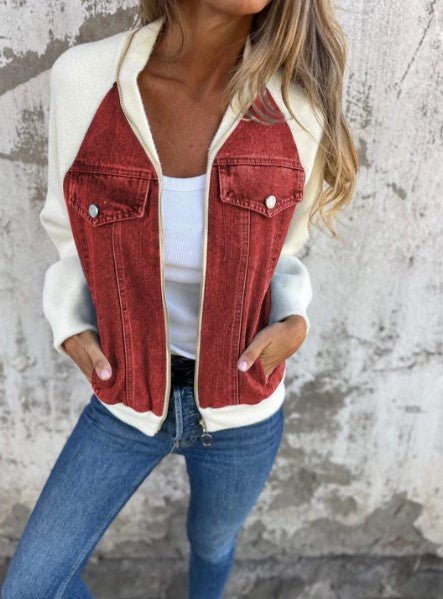 Chaqueta de punto y denim para mujer
