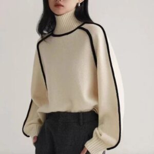 Jersey oversized de cuello alto para mujer